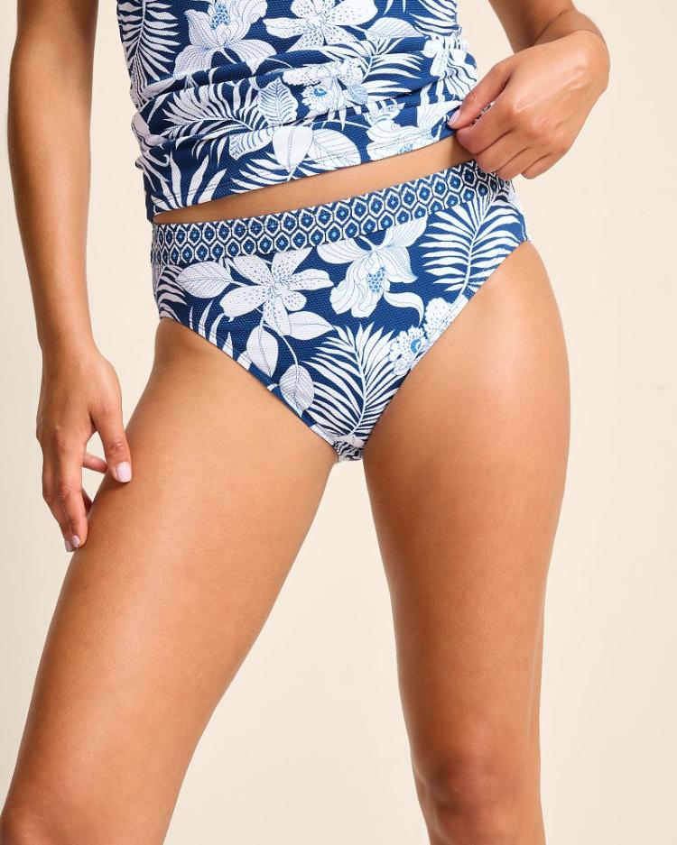 Women Bikini Bottoms | Tommy Bahama Island Cays Blooms High-Waist Bikini Bottoms Indigo Tide
