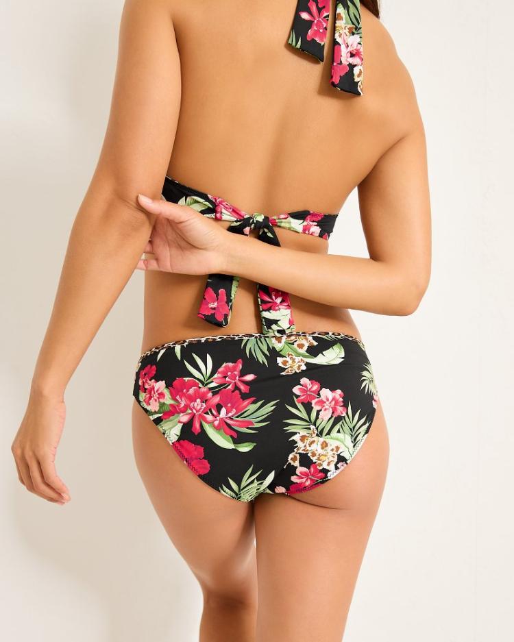 Women Bikini Bottoms | Tommy Bahama Lily Cat Reversible Hipster Bikini Bottoms Black Rev