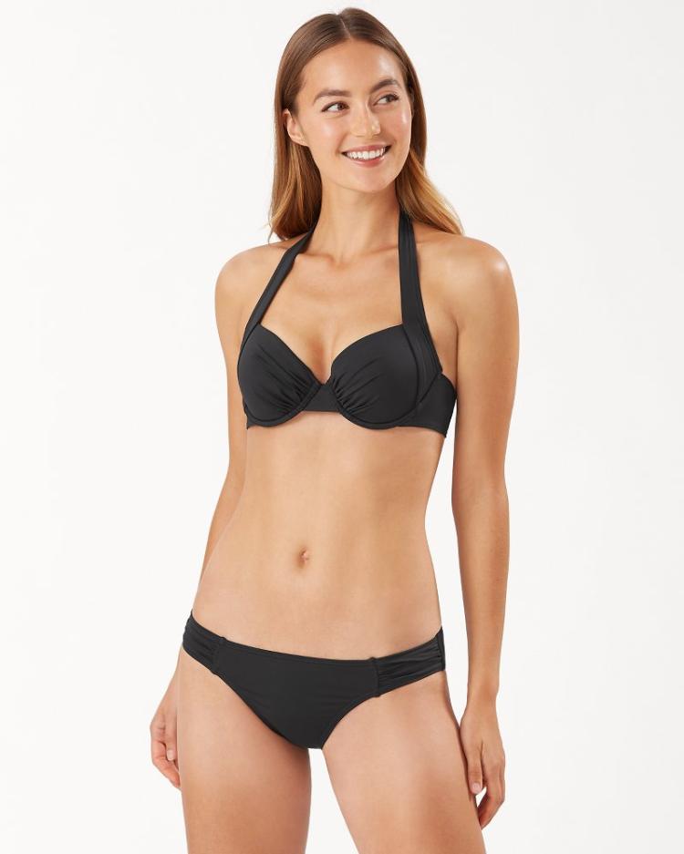 Women Bikini Tops | Tommy Bahama Pearl Underwire Halter Bikini Top Black