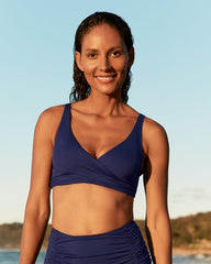 Women Bikini Tops | Tommy Bahama Pearl Underwire Wrap-Front Bikini Top Mare Navy