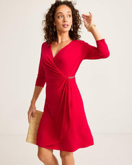 Women Dresses | Tommy Bahama Clara 3/4-Sleeve Faux-Wrap Dress Tango Red