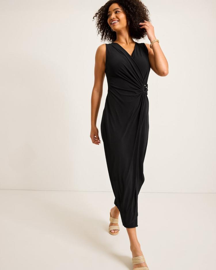 Women Dresses | Tommy Bahama Clara Glimmer Maxi Wrap Dress Black