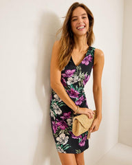 Women Dresses | Tommy Bahama Darcy Villa Garden V-Neck Sheath Dress Black