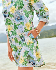 Women Dresses | Tommy Bahama Disney Coastalina Postcard To Paradise Linen Dress Continental