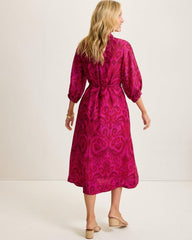 Women Dresses | Tommy Bahama Seaside Ikat Midi Shirt Dress Pink Papaya