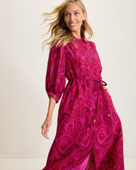 Women Dresses | Tommy Bahama Seaside Ikat Midi Shirt Dress Pink Papaya