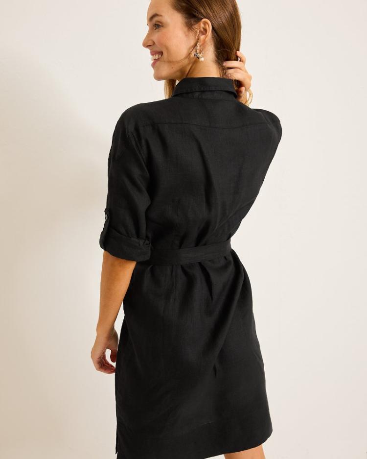 Women Dresses | Tommy Bahama Two Palms Patch-Pocket Linen Dress Black