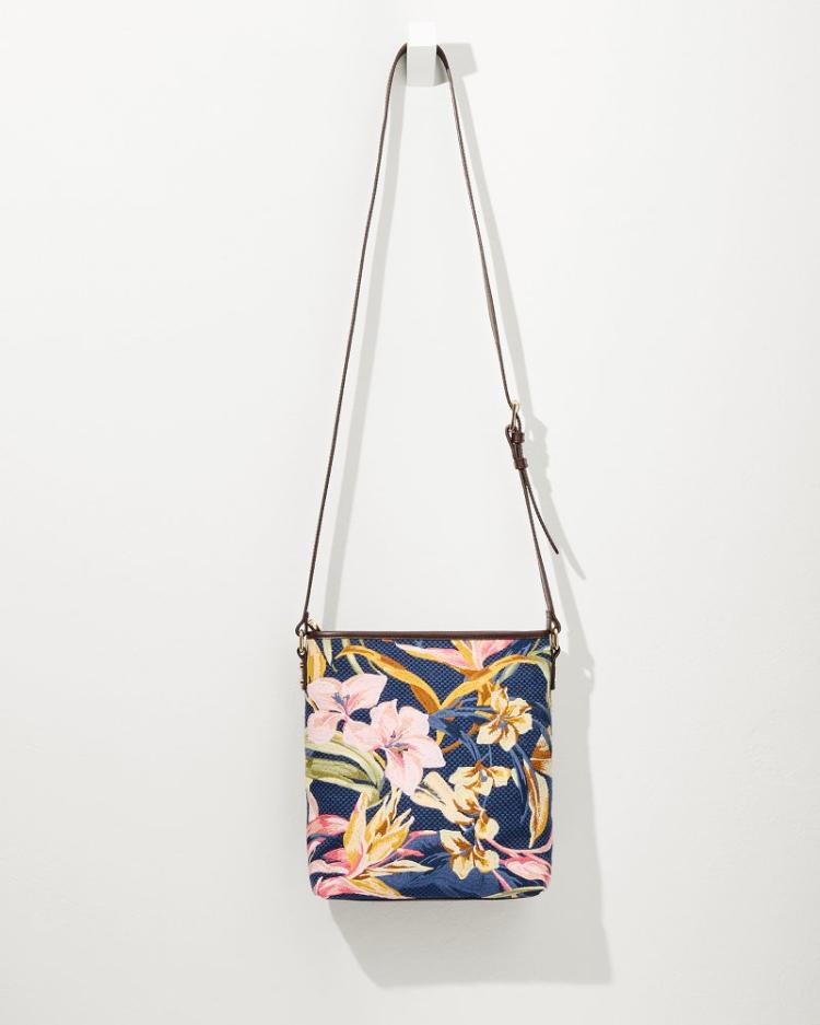 Women Handbags & Clutches | Tommy Bahama Embroidered Crossbody Multi Floral Navy