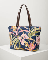Women Handbags & Clutches | Tommy Bahama Embroidered Tote Multi Floral Navy