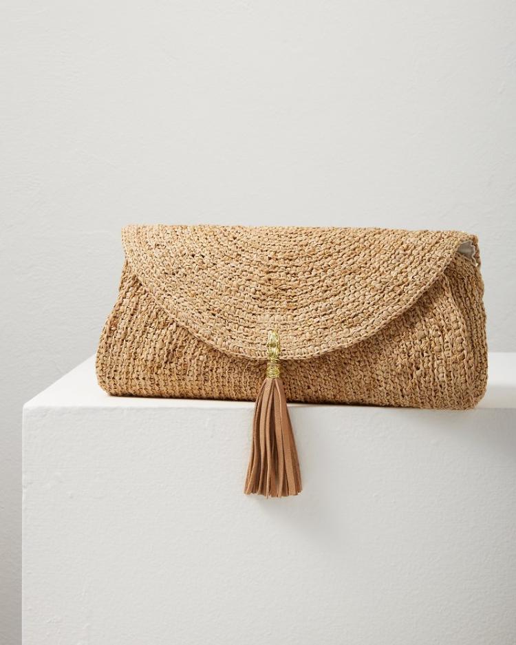 Women Handbags & Clutches | Tommy Bahama Islamora Lux Crocheted Raffia Clutch Natural