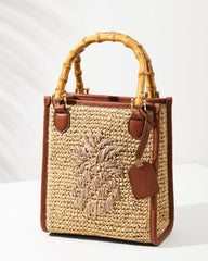 Women Handbags & Clutches | Tommy Bahama Raffia & Leather Bamboo Mini Tote Tan
