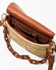 Women Handbags & Clutches | Tommy Bahama Raffia & Leather Chain Crossbody Multicolor