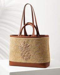 Women Handbags & Clutches | Tommy Bahama Raffia & Leather Pineapple Tote Tan