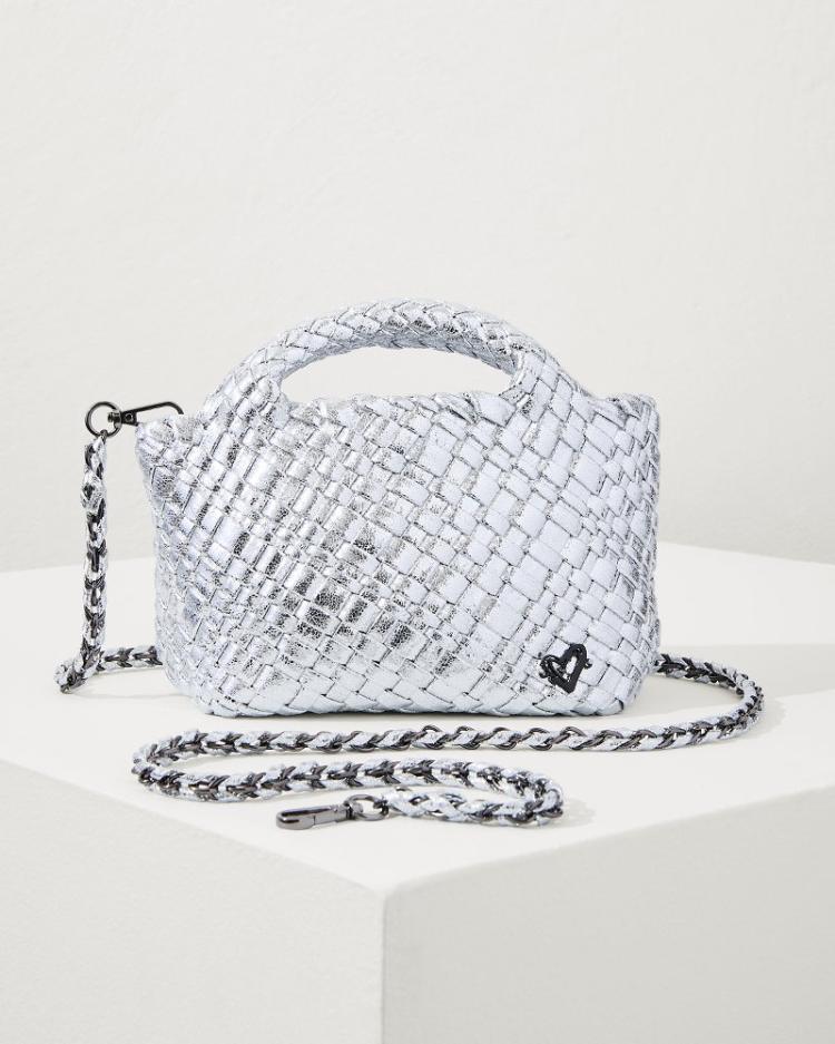 Women Handbags & Clutches | Tommy Bahama Tiny Mini Woven Crossbody Tote Silver