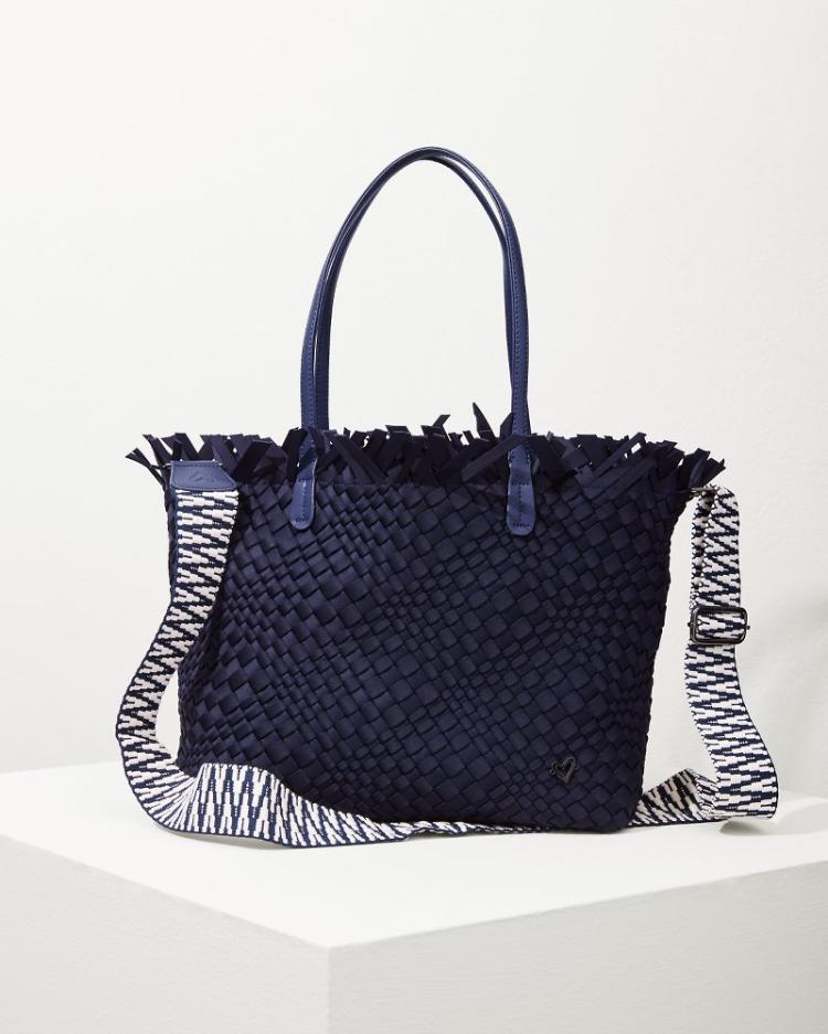 Women Handbags & Clutches | Tommy Bahama Vulcan Fringe Top Large Tote & Wristlet Navy