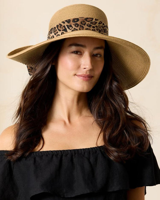 Women Hats & Caps | Tommy Bahama Ultra-Braid Fold Back Bow Hat Leopard