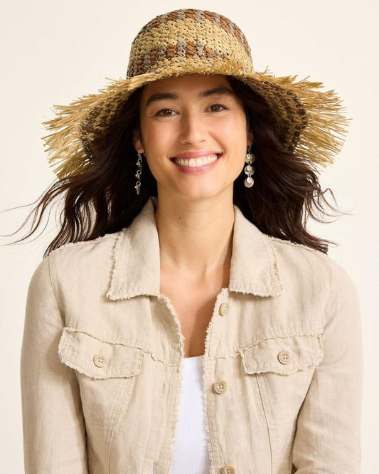 Women Hats & Caps | Tommy Bahama Waverly Frayed Edge Raffia Sun Hat Brown
