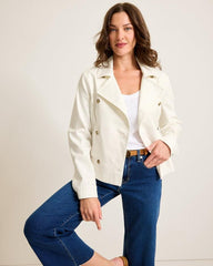 Women Jackets | Tommy Bahama Cotton Twill Cropped Peacoat White