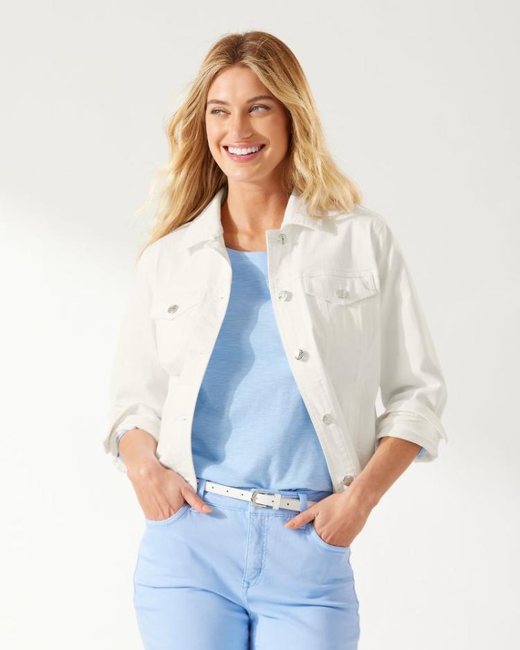 Women Jackets | Tommy Bahama Ella Twill Jean Jacket White