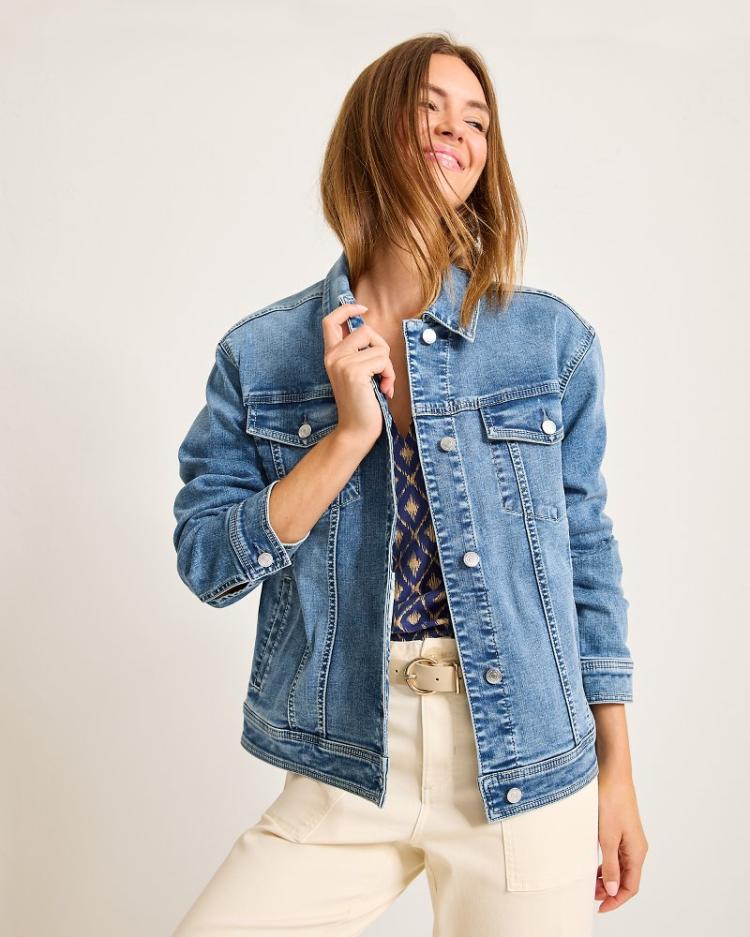 Women Jackets | Tommy Bahama Relaxed Jean Jacket Med Azul Wash