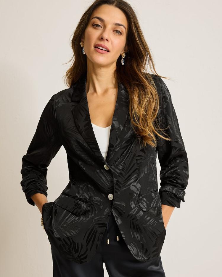 Women Jackets | Tommy Bahama Satin Jacquard Blazer Black