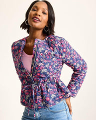 Women Jackets | Tommy Bahama Sweeping Floral Quilted Jacket Island Navy