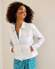 Women Jackets | Tommy Bahama Two Palms Shimmer Linen Jacket White
