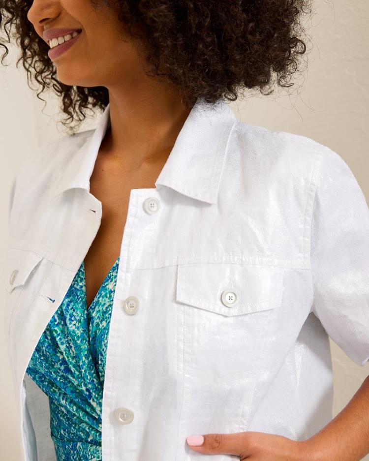 Women Jackets | Tommy Bahama Two Palms Shimmer Linen Jacket White