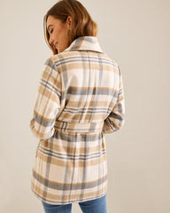 Women Jackets | Tommy Bahama Wooly Plaid Wrap Coat Neutral