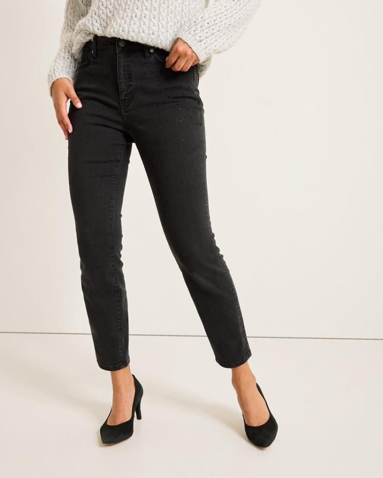 Women Jeans | Tommy Bahama Boracay® Beach Sparkle High-Rise Skinny Ankle Jeans Coastal Black Wash