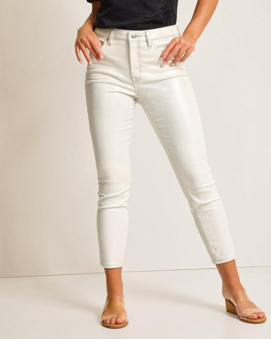 Women Jeans | Tommy Bahama Metallic High-Rise Ankle Jeans White