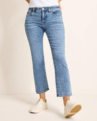 Women Jeans | Tommy Bahama Mid-Rise Cropped Mini Bootcut Jeans Med Azul Wash