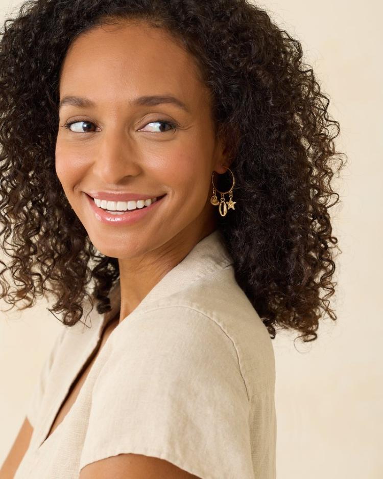 Women Jewelry | Tommy Bahama Indigo Bay Sealife Charm Hoop Earrings Gold