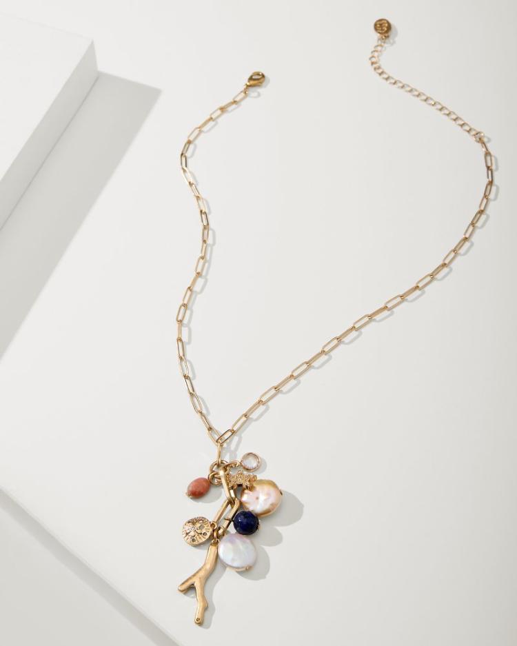 Women Jewelry | Tommy Bahama Indigo Bay Semiprecious Stone & Pearl Charm Necklace Gold Multi