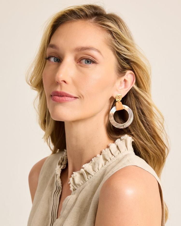 Women Jewelry | Tommy Bahama Indigo Shore Grey Shell Drop Hoop Earrings Gold