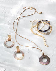 Women Jewelry | Tommy Bahama Indigo Shore Grey Shell Drop Hoop Earrings Gold