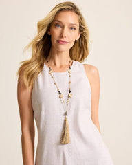 Women Jewelry | Tommy Bahama Indigo Shore Mixed Materials Tassel Necklace Gold