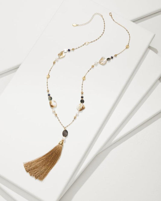 Women Jewelry | Tommy Bahama Indigo Shore Mixed Materials Tassel Necklace Gold