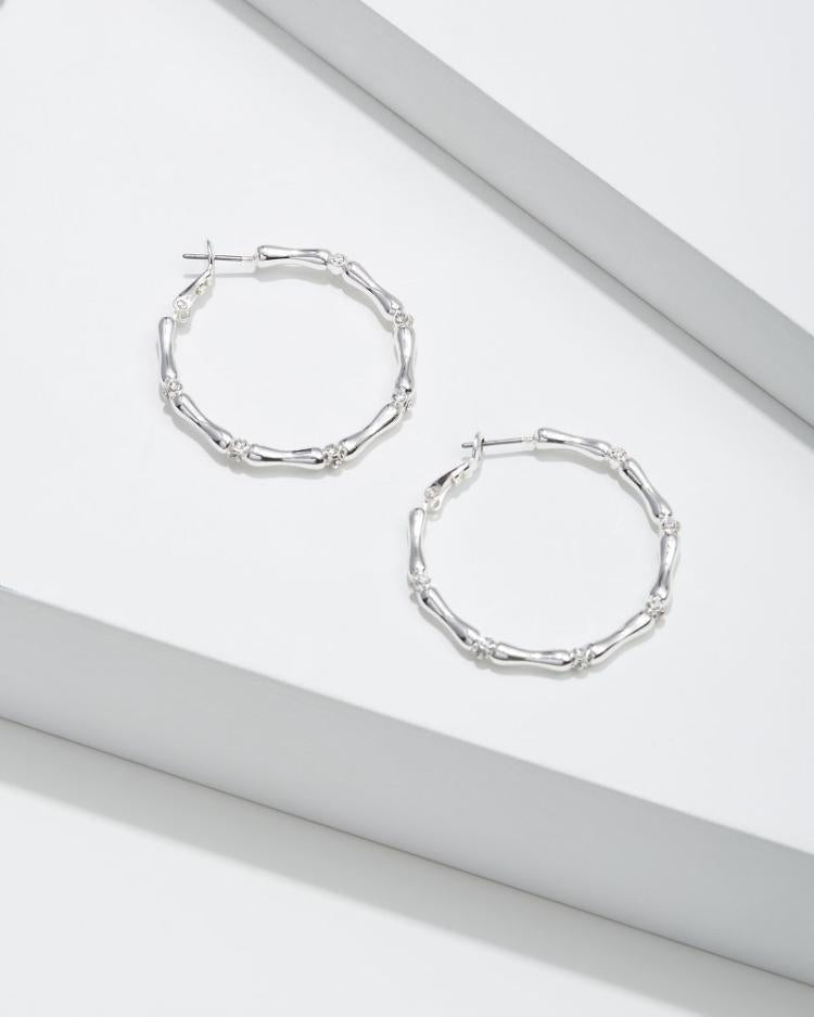 Women Jewelry | Tommy Bahama Island Essence Bamboo Hoop Earrings Silver