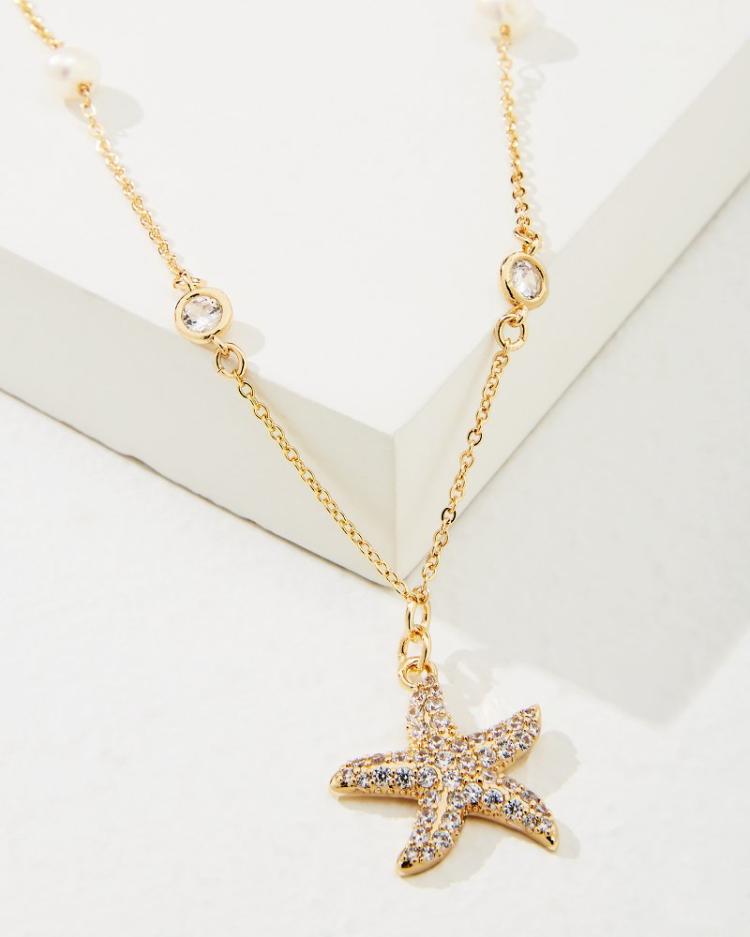 Women Jewelry | Tommy Bahama Island Essence Gold Starfish Pearl Necklace Gold