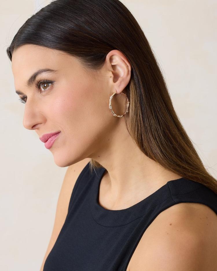 Women Jewelry | Tommy Bahama Island Essence Rose Gold Bamboo Hoop Earrings Rose Gold