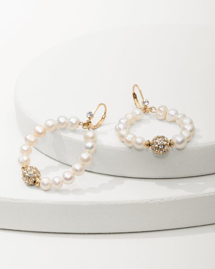 Women Jewelry | Tommy Bahama Madeira Pearl Statement Drop Hoop Earrings Gold