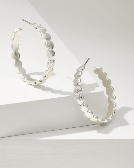Women Jewelry | Tommy Bahama Marco Island Textured Disc Hoop Earrings Silver