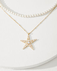 Women Jewelry | Tommy Bahama Moments In Paradise Star Layered Pearl Necklace Gold