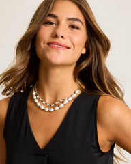 Women Jewelry | Tommy Bahama Tidal Treasure Baroque Pearl And Stone Layered Necklace Gold