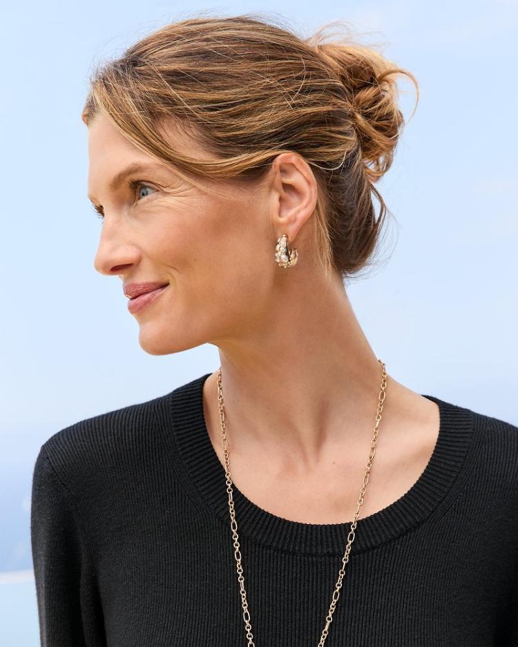 Women Jewelry | Tommy Bahama Tidal Treasure Mother Of Pearl And Stone Chunky Hoops Gold