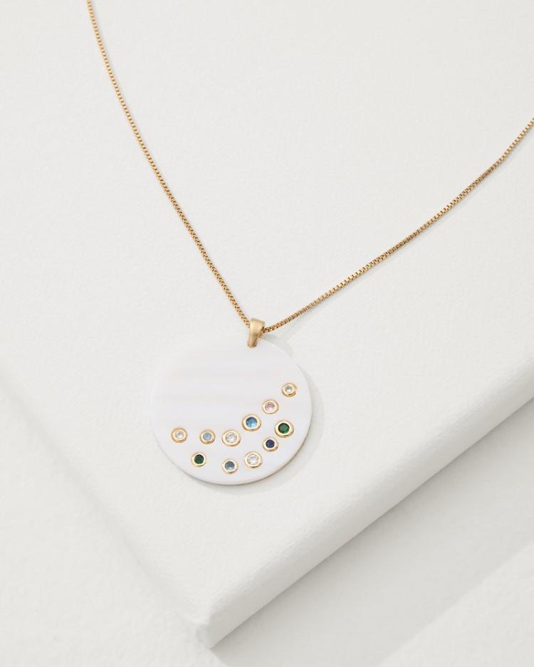 Women Jewelry | Tommy Bahama Tidal Treasure Mother Of Pearl Disc Pendant Necklace Gold