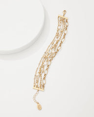 Women Jewelry | Tommy Bahama Tidal Treasure Pearl And Chain Layered Bracelet Gold