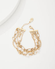 Women Jewelry | Tommy Bahama Tidal Treasure Pearl And Chain Layered Bracelet Gold
