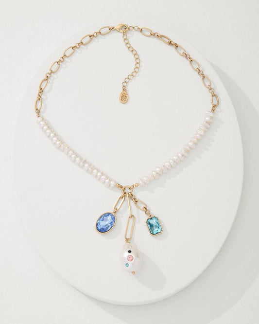 Women Jewelry | Tommy Bahama Tidal Treasure Pearl And Stone Charm Necklace Gold